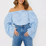 Blue Bardot Top