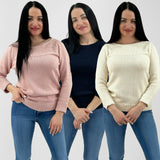 Wide Neck Knitted Jumper