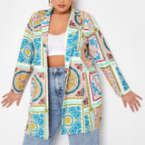 SIZE 16 TO 32 CURVE WOMENS SCARF PRINT KIMONO BLAZER JACKET PLUS SIZE