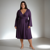 Women’s Purple Long Sleeve Wrap Dress